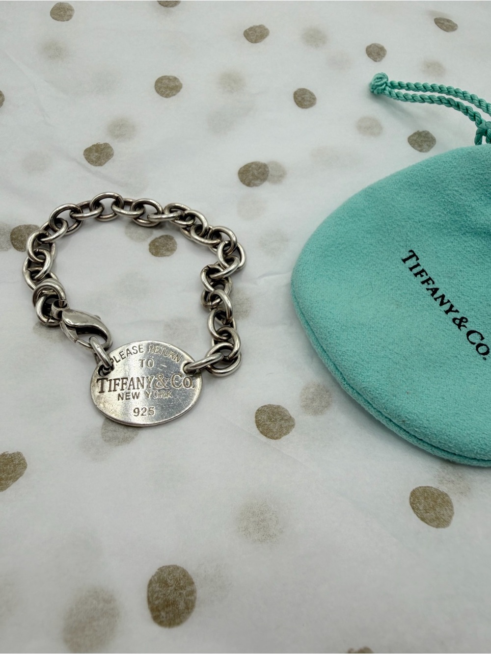 Tiffany & Co. Sterling Silver Oval Tag Bracelet with Blue Pouch - Picture 3 of 5